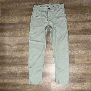 PrAna Women's 2 Mint Green Twill Sancho Boyfriend Pants Straight Leg Relaxed